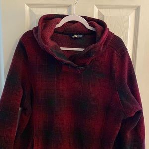 North Face women’s size XL hoodie with pocket and button collar